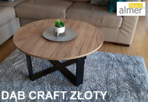Ława Stolik Kwowy K4 w stylu loft Dąb Craft Złoty Nogi Czarne