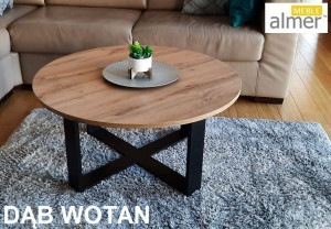Ława Stolik Kwowy Okrągły K4 Dąb Wotan Nogi Czarne