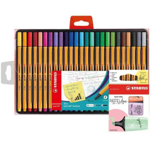 Cienkopis Stabilo Point 88 (25 szt.) w plastikowym pudełku + GRATIS