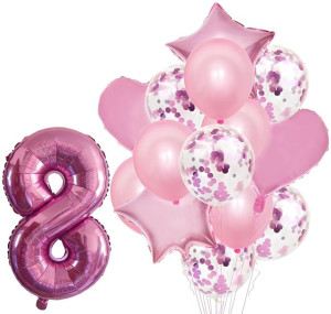 Zestaw Balonów Rocznica 8 Urodziny Hel Party 15szt