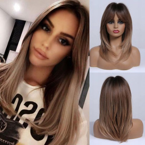 Włosy Peruka Ombre Brąz-Blond Kręcona 51 cm