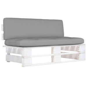 Ogrodowa sofa środkowa z palet, biała, drewno sosnowe