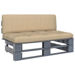 Ogrodowa sofa środkowa z palet, szara, drewno sosnowe