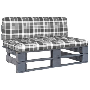 Ogrodowa sofa środkowa z palet, szara, drewno sosnowe