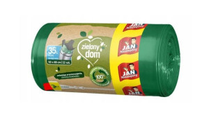 JN Worki na Śmieci Zielony Dom Zawiązywane Zielone 35L 22szt