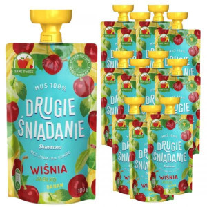 Mus 100% Drugie śniadanie wiśnia jabłko banan Dawtona 100 g x 12 sztuk