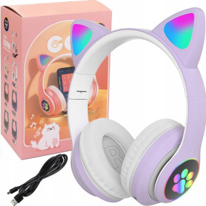 SŁUCHAWKI DLA DZIECI Kocie uszy Bluetooth B39 LED