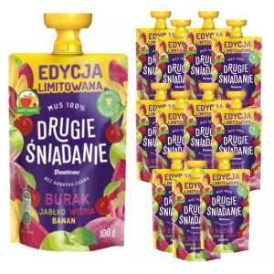 Mus 100% Drugie śniadanie burak jabłko wiśnia banan Dawtona 100 g x 12
