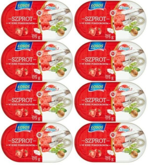 Szprot w sosie pomidorowym 175 g Łosoś Ustka x 8 sztuk