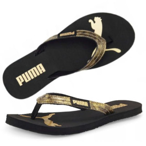 Klapki Damskie Japonki Puma Cozy czarno złote (384115 01) - 40,5