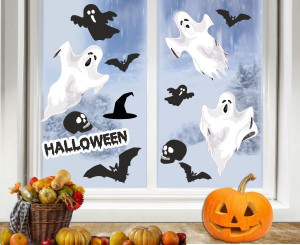 Naklejki Halloween na okno szybę DUCHY Ozdoby