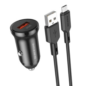 Borofone ładowarka samochodowa BZ18 USB QC 3.0 18W z kablem USB na micro US