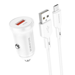 Borofone ładowarka samochodowa BZ18 USB QC 3.0 18W z kablem USB na micro US