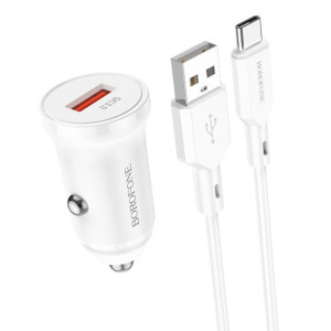 Borofone ładowarka samochodowa BZ18 USB QC 3.0 18W z kablem USB na Typ C bi