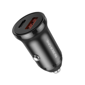 Borofone ładowarka samochodowa BZ18A USB + Typ C PD 20W QC 3.0 18W czarna