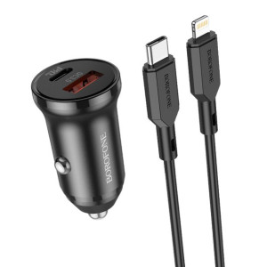 Borofone ładowarka samochodowa BZ18A USB + Typ C PD 20W QC 3.0 18W z kablem
