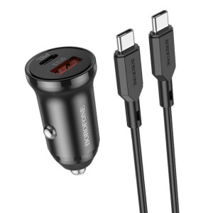 Borofone ładowarka samochodowa BZ18A USB + Typ C PD 20W QC 3.0 18W z kablem