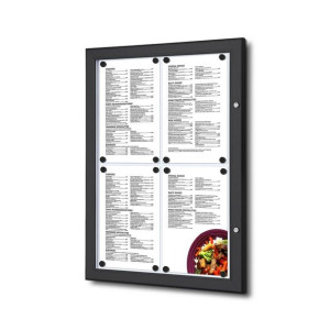 Czarna gablota na menu 4xA4 Bez oświetlenia