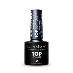 Claresa Top Hybrydowy No Wipe Glitter Blue 5Ml