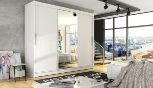 Szafa Garderoba Ubraniowa Przesuwna Z Lustrem 250cm /biel/aston I