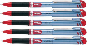 Cienkopis kulkowy EnerGel BLN15 Pentel czerwony x5