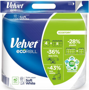 Velvet papier toaletowy EcoROLL Biały 4 rolki