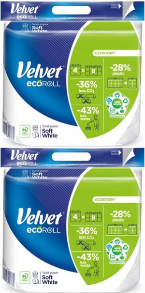 Velvet papier toaletowy EcoROLL Biały 2x4 rolki