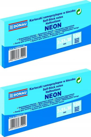 Karteczki DONAU 38x51mm 3x100 niebieskie neon x2