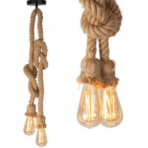 Lampa Sufitowa Wisząca Sznur Lina Podwójna Retro