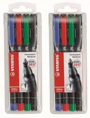 Foliopis CD DVD STABILO OHPen M mix 4 kolory x 2
