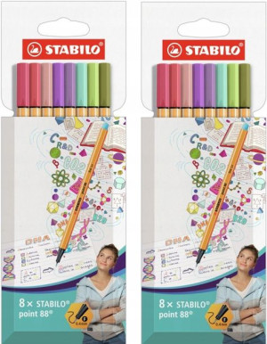 Cienkopis Stabilo Point 88 nowe pastelowe 8 kol x2