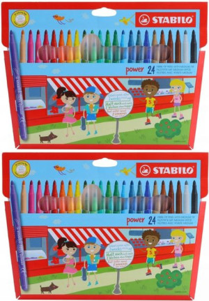 Pisaki flamastry Stabilo power 24 kolory ETUI x 2