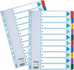 Przekładki do segregatora A4 / 10 ESSELTE MYLAR x2