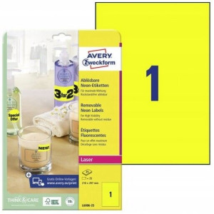 Etykiety neonowe Avery Zweckform 210-297mm 25 ark
