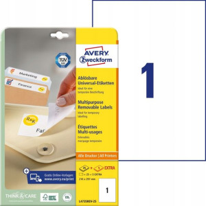 Etykiety usuwalne Avery Zweckform 210-297mm 25 ark