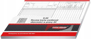 Druk akcydensowy Roczna karta ewidencji obecności