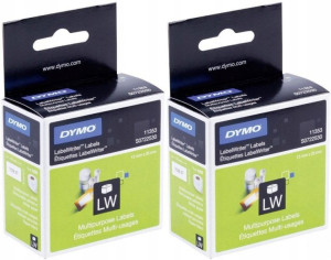 Dymo etykiety uniwersalne 13x25mm 1000szt biały x2