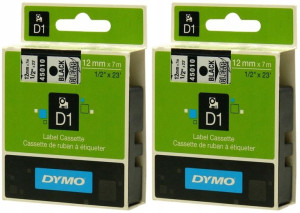 DYMO Taśma D1 45010 12mm/7 czarny/przezroczysty x2