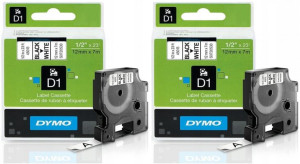 DYMO Taśma D1 45013 oryginal 12mm czarny/biały x2