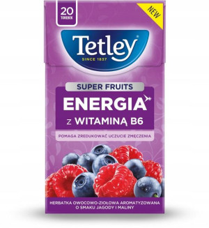 Herbata Tetley Fruits Energia Jagoda Malina