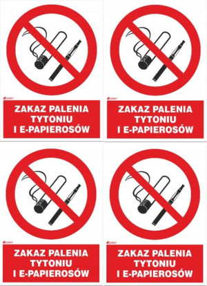 Tabliczka informacyjna Zakaz palenia" PCV x4