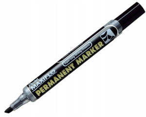Marker permanentny czarny ścięty z tłoczkiem x3