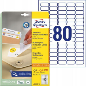 Etykiety Usuwalne Avery 35,6x16,9mm L4732rev-25