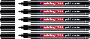 Marker Edding Lakierowy 791 Okrągły Czarny X 5 Szt