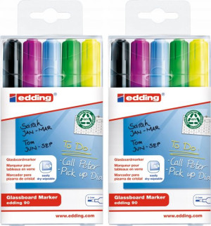 Marker kredowy zmazywalny Edding MIX kolorów 10szt