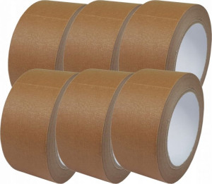 Taśma pakowa papierowa 50mm-50m brązowa x 6 sztuk