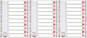 Przekładki A4 PP szare numeryczne 1-10 x 30 sztuk