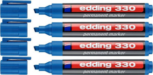Marker Permanentny Edding 330 Ścięty Niebieski x4