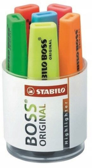 Zakreślacze Stabilo Boss w pojemniku 6szt