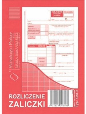 Druk akcydensowy Rozliczenie zaliczki A6 40 kartek